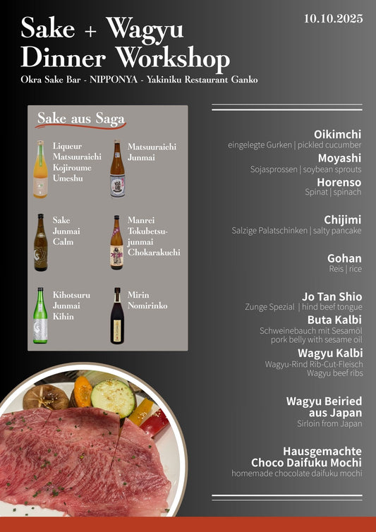 Ticket Menü: Sake & Wagyu Sharing Dinner mit Brauereien aus Saga